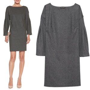 Banana Republic Gray Heather Textured Knit Puff Sleeve Shift Dress | Size Small